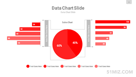 紅色16:9寬屏數據對比餅狀圖條形統計圖ppt圖表