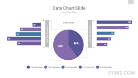 紫色16:9寬屏數據對比餅狀圖條形統計圖ppt圖表