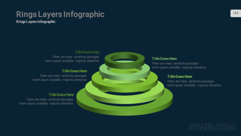 綠色16:9寬屏5層懸空立體圓環(huán)ppt圖表