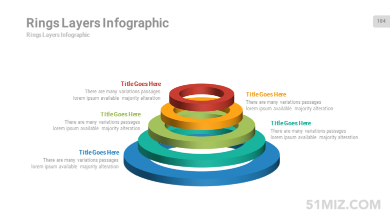 彩色16:9寬屏5層懸空立體圓環(huán)ppt圖表