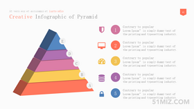 彩色16:9寬屏棱錐5層ppt金字塔模板