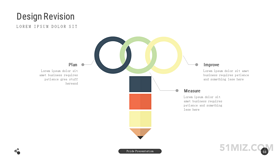彩色16:9寬屏鉛筆創(chuàng)意三環(huán)并列關(guān)系ppt圖表
