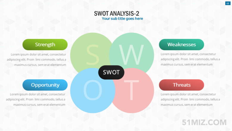 彩色16:9寬屏淡雅swot個人分析ppt模板