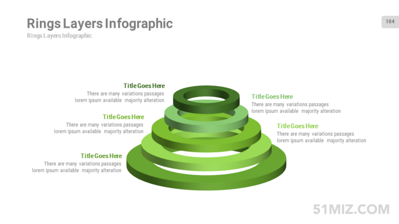 綠色16:9寬屏5層懸空立體圓環(huán)ppt圖表