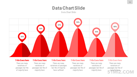 红色16:9宽屏山型百分比数据曲线图ppt模板